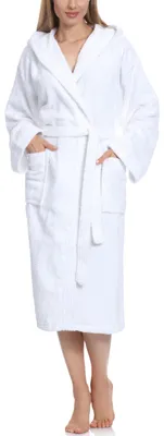 Image de Ladeheid Peignoir de bain femme en éponge 100% coton LA40-193 (Blanc-1 (Gramatur 400), S)