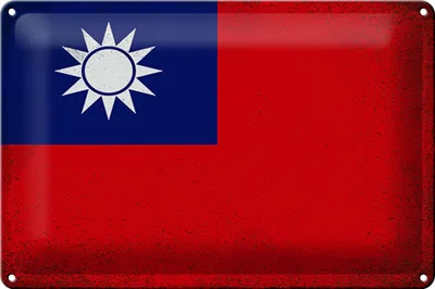 Produktbild von Blechschild Flagge China 30x20cm Flag of Taiwan Vintage