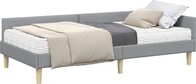 Produktbild von vidaXL Eckbettgestell mit Matratze mit Matratze 2 pcs Hellgrau Stoff