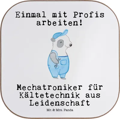 Produktbild von Mr. & Mrs. Panda Tischschoner Mechatroniker für Kältetechnik Leidenschaft - Weiß - Geschenk, Spruch, Untersetzer Gläser, Tassenuntersetzer, Coaster, Gesellenprüfung, Glas