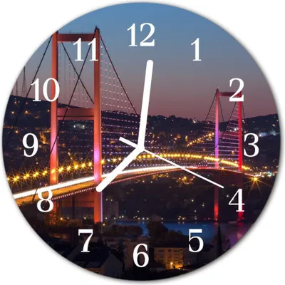 Produktbild von Glasuhr Wanduhr Küchenuhr Echt-Glas 30fi cm Brücke rot