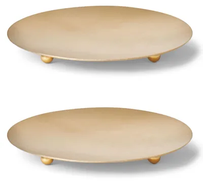 Imagen del producto de Soporte para velas Novaliv, juego de 2, color dorado, con 3 patas, plato para velas de 10 cm, ideal para velas pequeñas, velas de adviento, decoración de mesas para velas gruesas, sujetadores de velas metálicos, decoración navideña, plato decorativo redondo