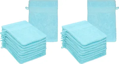 Produktbild von Betz 20 Stück Waschhandschuhe PALERMO 100% Baumwolle Waschlappen Set Größe 16x21 cm  Farbe Türkis