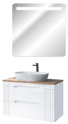 Image de Meuble vasque à poser 100 cm + miroir LED Oceanie White