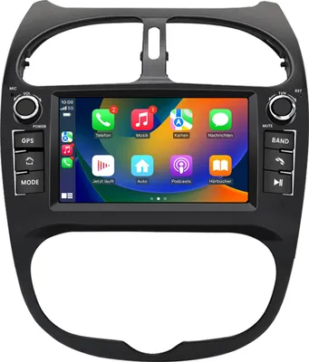 Obrázek produktu pro Android autorádio 7 palců 32 GB pro Peugeot 206 2001–2008 s CarPlay a Android Auto navigací a Bluetooth