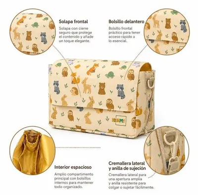 Produktbild von Wasserdichte Tasche für Kinderwagen, Organizer mit Taschen, Wickeltasche für Schwangere, Motiv: Waldtiere