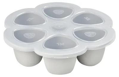 Productafbeelding van Beaba bewaarcontainers voor meerdere porties, siliconen, 6 stuks, 150 ml, lichtgrijs; artikelnummer: 912805