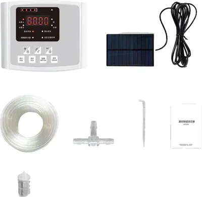 Imagen del producto de Sistema de riego por goteo, alimentado por energía solar, con temporizador programable, bomba doble de 20 metros