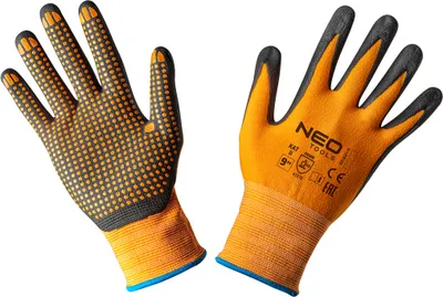 Produktbild von NEO TOOLS Arbeitshandschuhe Nylon Größe 9, Beschichtung: Nitril und Nitrilpunkte, 4131X, Größen 8"-10", Klettverschluss, Schnittfe und Abriebfestigkeit, für Transportarbeiten, Kfz, Gartenarbeiten