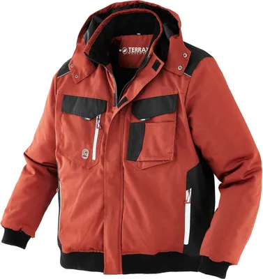 Produktbild von Terrax Workwear Herren Pilotenjacke mit Stehkragen - Arbeitsjacke mit reflektierenden Details in Rotbraun-Schwarz Größe XXL