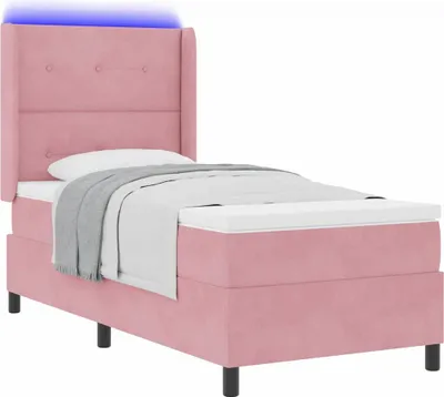 Obrázok produktu pre Posteľ s pružinovým rámom s matracmi Ružová 100 x 200 cm Zamat