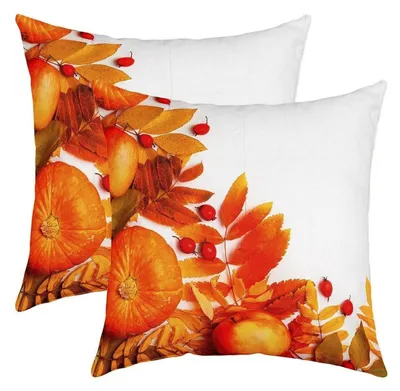 Immagine prodotto di Cuscini decorativi, set di 2 pezzi, 50x50 cm, motivo autunno/Halloween con zucche, in poliestere