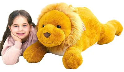 Image de Grand lion en peluche, 78 cm, couleur marron. Peluche, animal en tissu, cadeau pour enfants