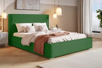 Produktbild von Polsterbett 180x200 cm Sydney - Doppelbett mit Metall-Lattenrost - Schlafzimmerbett, Bettkasten, Samtstoff Grün
