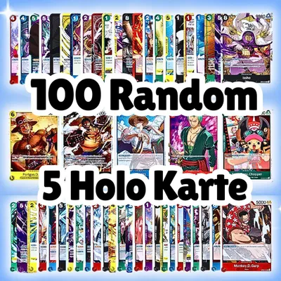 Produktbild von 100 One Piece Sammelkarten + 5 Holographische Karten | Englisch | TCG Karten Bundle