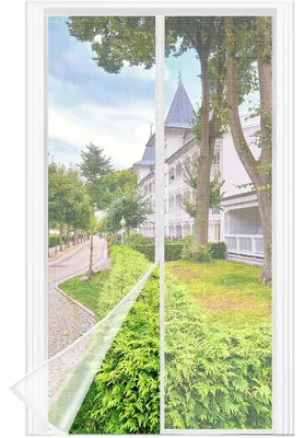 Productafbeelding van Vliegenhor voor balkondeur met magneetsluiting en klittenband, insectenwerend, 80x200 cm, wit
