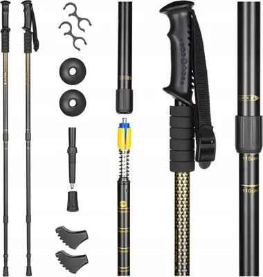 Produktbild von Nordic-Walking-Stöcke Alu 3-teilig Outtec verstellbar 65-135 cm Anti-Shock