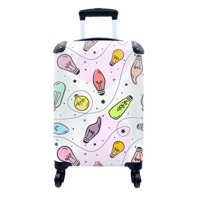 Produktbild von MuchoWow® Koffer Handgepäck Trolley Rollkoffer Kleine Reisekoffer mit 4 Rollen - Pastell - Regenbogen - Lampe - Muster - Cabin Size < 55x40x23 cm & 55x40x20 cm - Fotokoffer - Kabinenkoffer - Boardgepäck - Reise-Box - Reisekoffer - Reisegepäck - Koffer mit Bild - Trolley für Kinder