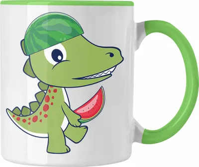 Produktbild von Trendation - Lustiger Dino Tasse Dinosaurier T-Rex Jungs Geschenk Geburtstag Geschenkidee (Grün)
