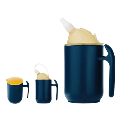 Produktbild von Schnabeltasse Senioren 400ml, 3 in 1 Schnabelbecher mit Griff für Senioren, Patient, Behinderte, Dunkelblau