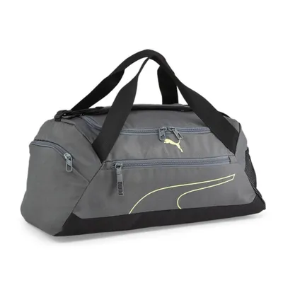 A studio shot of a gray Puma sports bag.
