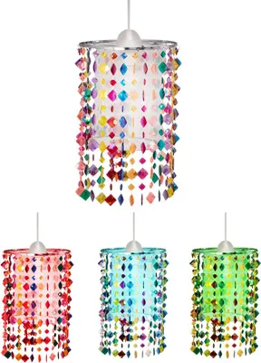 Produktbild von RGB LED Hängeleuchte, Kristalle bunt 22,5 cm