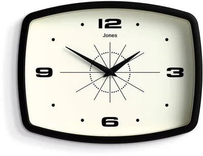 Obrázek produktu pro Černé retro nástěnné hodiny 25 cm, design MidCentury