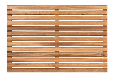 A wooden slatted mat on a white background.