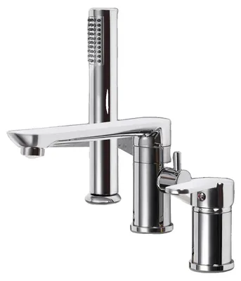 Obrázek produktu pro Sada vanové sprchy, nerezová ocel, 3dílná, leštěný povrch, kompatibilní se standardními modely, způsob montáže