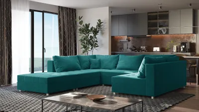 Produktbild von U-förmiges Schlafsofa AURORA 3 - Türkis