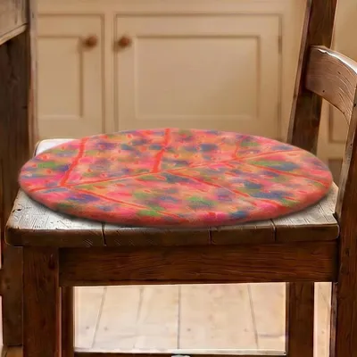 Produktbild von Filz Stuhlauflage, Boho Sitzkissen, Handgefertigts Rundes Filzkissen - Orange/bunt, Wolle, 1,5*35*35 cm, Meditationskissen & Sitzkissen