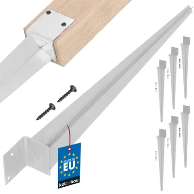 Obrázok produktu pre KOTARBAU® Sada 6 stĺpikov na zatĺkanie v L 60 x 500 mm Ideálna opora pre konštrukcie Pozinkované