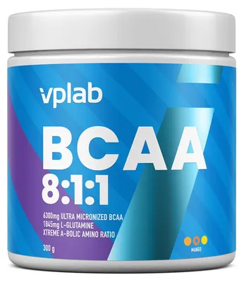 Produktbild von VPLab BCAA Pulver 8:1:1 300g 33 Portionen Mangogeschmack Aminosäuren für Muskelerhalt