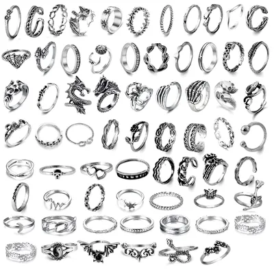 Imagen del producto de Conjunto de anillos de plata vintage para mujer
