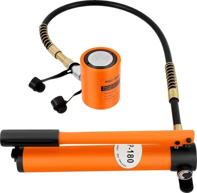 Image de Cric hydraulique, capacité de 20 tonnes, design ergonomique, couleur orange