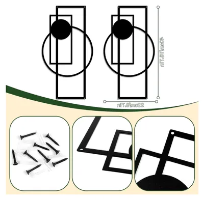 Produktbild von 2 Stück Metall Wanddekoration Geometrische Wandkunst in Schwarz für Wohnzimmer und Schlafzimmer