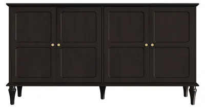 Produktbild von Schwarzer Anrichteschrank mit 4 Türen – stilvoller Buffetschrank für Wohnzimmer und Flur im Holzoptik-Design