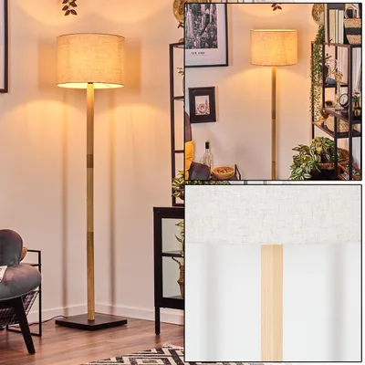 Produktbild von Schiavonea Stehlampe aus Holz/Stoff in Natur/Schwarz/Beige, Höhe 169,5cm
