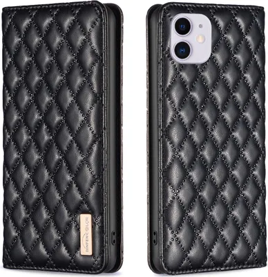 Produktbild von iPhone 11 Hülle, Elegant Bookstyle Flip Leder Kartenfächer Schutzhülle mit Ständer für iPhone 11 Schwarz