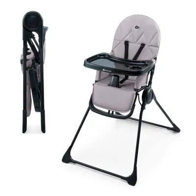 Zdjęcie produktu dla Krzesełko do karmienia Kinderkraft BINCI - składane, ultralekkie (5 kg), 3-stopniowa regulacja blatu z uchwytem na kubek, 5-punktowe szelki, szare
