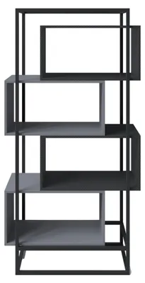 Immagine prodotto di Scaffale - 87 x 164 cm - 4 scomparti - Grigio - Nero - Metallo