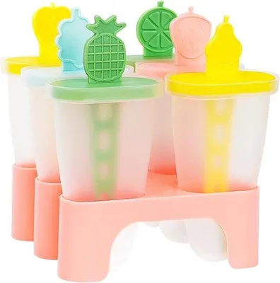 Produktbild von Famanu Eisformen Set 6-teilig - Hochwertige Polypropylen-Eisformen mit Stiel