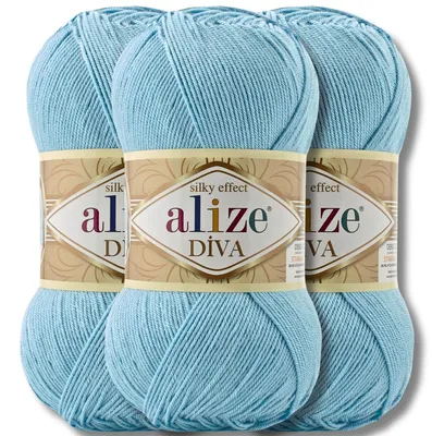 Obrázok produktu pre Alize 3x 100 g vlna Diva, jednofarebná, háčkovanie, pletenie (346)