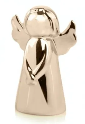 Imagen del producto de Figura navideña de cerámica, ángel dorado, 15 cm