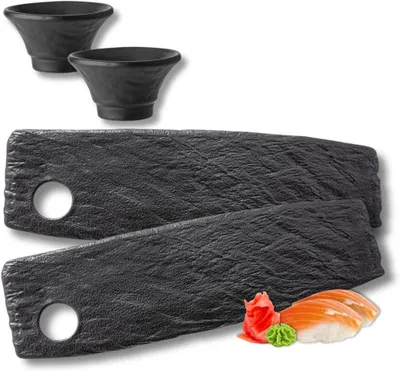 Produktbild von Wilmax Servierplatte und Saucenschale Set 4er Schwarz WL-661133/A2-WL-661134/A2