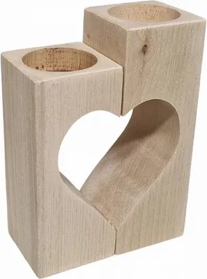 Immagine prodotto di Hobbygroep portacandele in legno con decorazione a doppio cuore 10x5x14 cm
