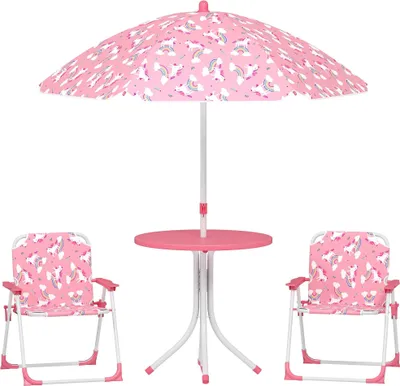Produktbild von Kindertischset mit Sonnenschirm, Rosa, 4-teilig