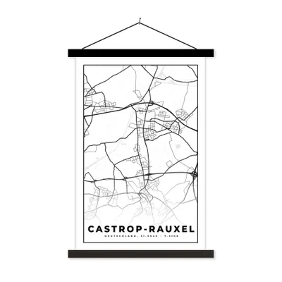 Produktbild von MuchoWow® Textilposter Castrop-Rauxel - Karte - Stadtplan 40x60 cm mit schwarzem Rahmen - Wanddekorationen