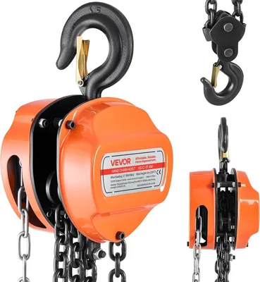 Immagine prodotto di Paranco a catena manuale, capacità 3 tonnellate, paranco a catena manuale con catena zincata G80 potenziata, altezza di sollevamento 6 m, paranco a puleggia per impieghi gravosi per garage, magazzini e macchinari automobilistici, arancione