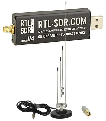 Produktbild von RTL-SDR Blog V4 + Moonraker Skyscan Mobile Scanner Antenne Bundle (25-2000 MHz, 65 cm, Magnetfuß) – Komplettlösung für HF-, VHF- & UHF-Empfang